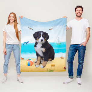 Berner Sennenhund am Strand Fleecedecke