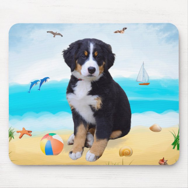 Berner Sennenhund am Strand Mousepad (Vorne)