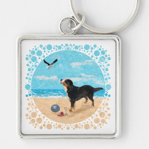 Berner Sennenhund am Strand Schlüsselanhänger