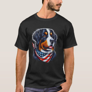 Berner Sennenhund Amerikanische Flagge 4. Juli Hun T-Shirt