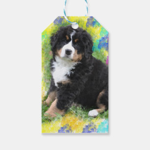 Berner Sennenhund Aquarell-Kunstmalerei Geschenkanhänger