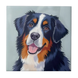 Berner Sennenhund | Aquarellmalerei Fliese