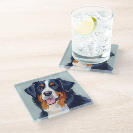 Berner Sennenhund | Aquarellmalerei Glasuntersetzer