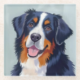 Berner Sennenhund | Aquarellmalerei Glasuntersetzer