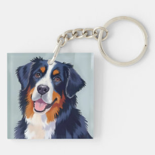 Berner Sennenhund Aquarellmalerei Schlüsselanhänger
