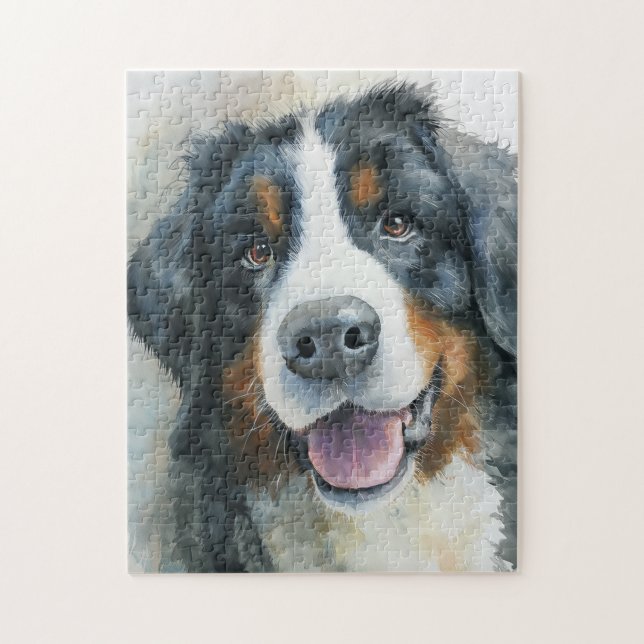 Berner Sennenhund Aquarellporträt (Vertikal)