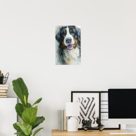 Berner Sennenhund Aquarellporträt Poster