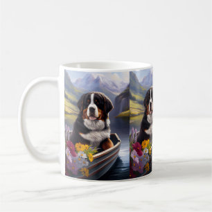 Berner Sennenhund auf einem Paddel: Ein landschaft Kaffeetasse