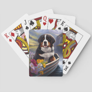 Berner Sennenhund auf einem Paddel: Ein landschaft Spielkarten