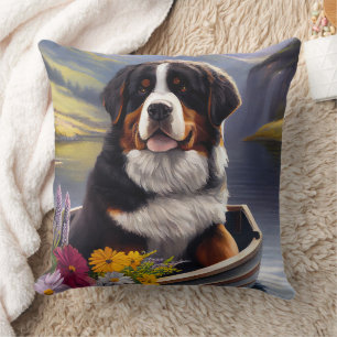 Berner Sennenhund auf einem Paddle: Ein landschaft Kissen