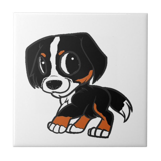 Berner Sennenhund Cartoon rost Fliese (Vorderseite)