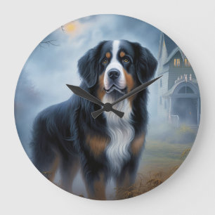 Berner Sennenhund Halloween Gruselig Große Wanduhr