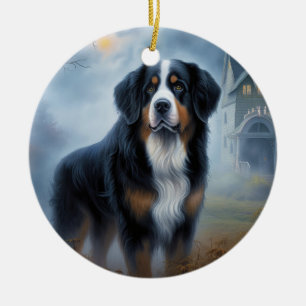 Berner Sennenhund Halloween Gruselig Keramik Ornament