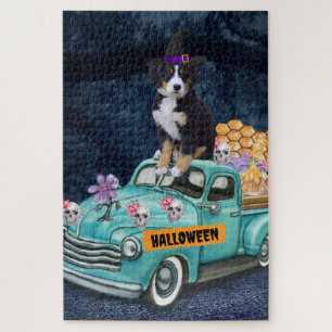 Berner Sennenhund Halloween-LKW Gruselige Nacht 