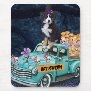 Berner Sennenhund Halloween-LKW Gruselige Nacht Mousepad