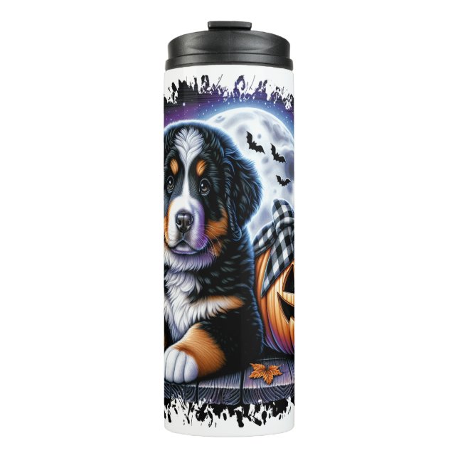 Berner Sennenhund Halloween Thermosbecher (Vorderseite)