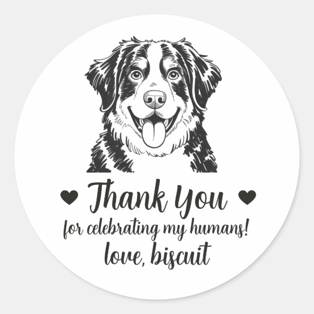 Berner Sennenhund Hochzeitsgeschenk Aufkleber (Vorderseite)