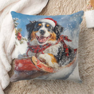 Berner Sennenhund im Schlitten Weihnachten Kissen