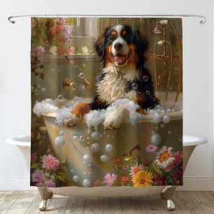 Berner Sennenhund in der Badewanne Kunst Duschvorhang