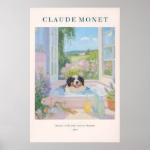 Berner Sennenhund Kunstprint im Monet-Stil mit Blu