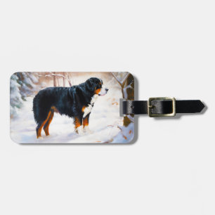 Berner Sennenhund Lass es schneien Weihnachten Gepäckanhänger