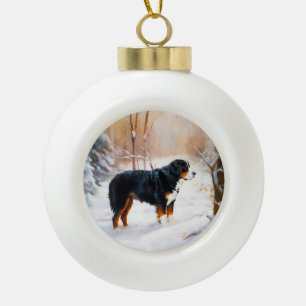 Berner Sennenhund Lass es schneien Weihnachten Keramik Kugel-Ornament