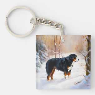 Berner Sennenhund Lass es schneien Weihnachten Schlüsselanhänger