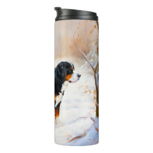Berner Sennenhund Lass es schneien Weihnachten Thermosbecher