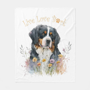 Berner Sennenhund-Mama Floral Fleecedecke