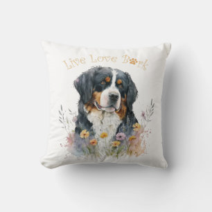 Berner Sennenhund-Mama Floral Kissen