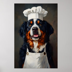 Berner Sennenhund mit Kochmütze Poster, Haustier Poster