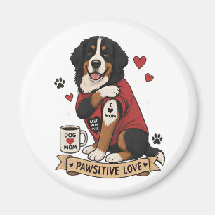 Berner Sennenhund mit Tattoo-Illustration I Herz M Magnet
