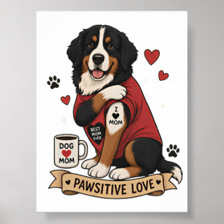 Berner Sennenhund mit Tattoo-Illustration I Herz M Poster
