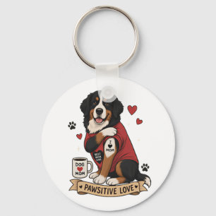 Berner Sennenhund mit Tattoo-Illustration I Herz M Schlüsselanhänger