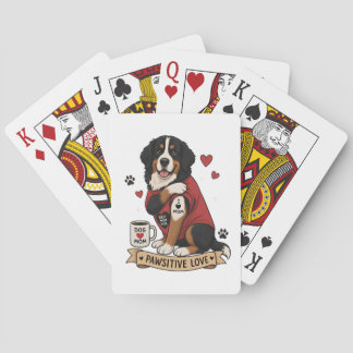 Berner Sennenhund mit Tattoo-Illustration I Herz M Spielkarten
