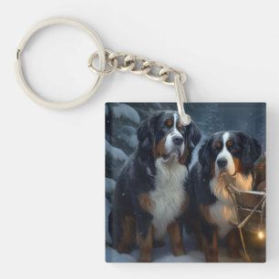Berner Sennenhund Schnee-Schlitten Weihnachtsdekor Schlüsselanhänger