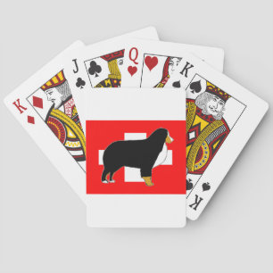 Berner Sennenhund-Silhouette auf Flagge beige Spielkarten