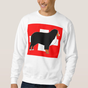 Berner Sennenhund-Silhouette auf Flagge Rost Sweatshirt