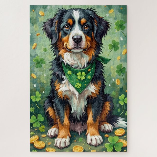Berner Sennenhund St. Patrick’s Day Glückshund (Vertikal)
