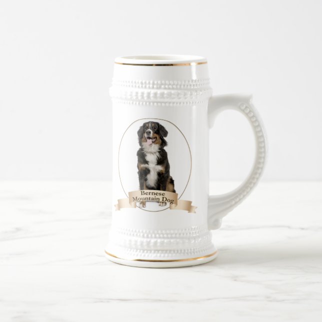 Berner Sennenhund Stein Bierglas (Rechts)