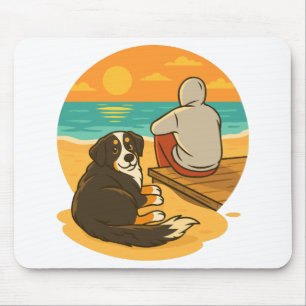 Berner Sennenhund Sunset Beach Begleiter Mousepad