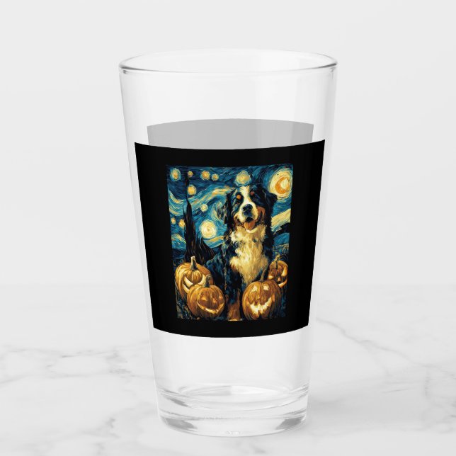 Berner Sennenhund Süßer Hund Halloween Jack O Lant Glas (Vorderseite)