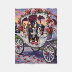 Berner Sennenhund Valentinstag Fleecedecke