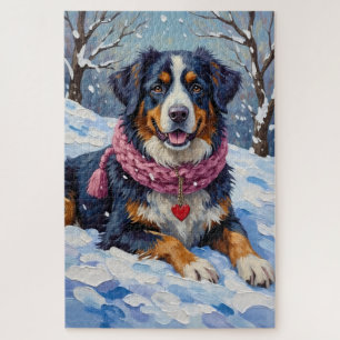 Berner Sennenhund Valentinstag Herzschal