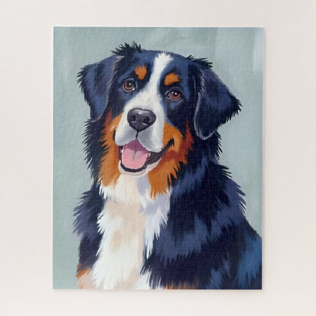 Berner Sennenhund | Wasserfarben-Haustier (Vertikal)
