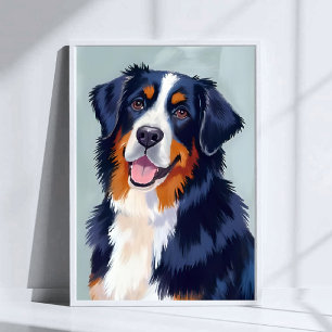 Berner Sennenhund   Wasserfarben Haustier Poster