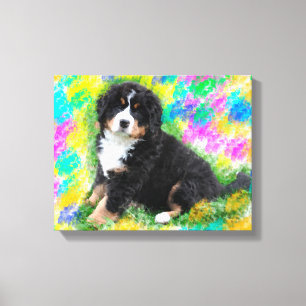 Berner Sennenhund Wasserfarben-Kunstmalerei Leinwanddruck