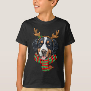 Berner Sennenhund Weihnachten Rentier Santa Hut T-Shirt