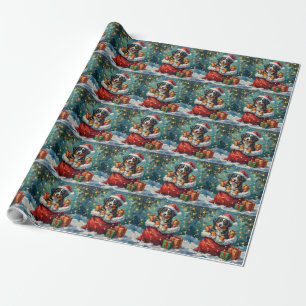 Berner Sennenhund Weihnachten Santa-Tasche Abenteu Geschenkpapier