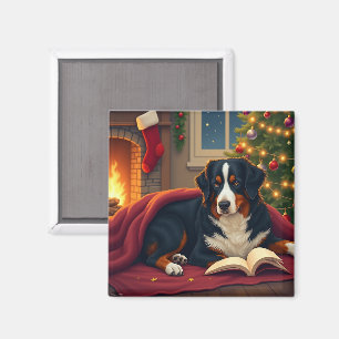 Berner Sennenhund Weihnachtsbettgeschichte Magnet